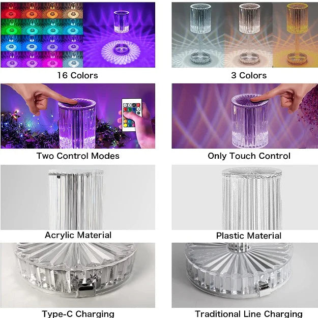 Linea Reflection Portable LED Crystal Table Lamp