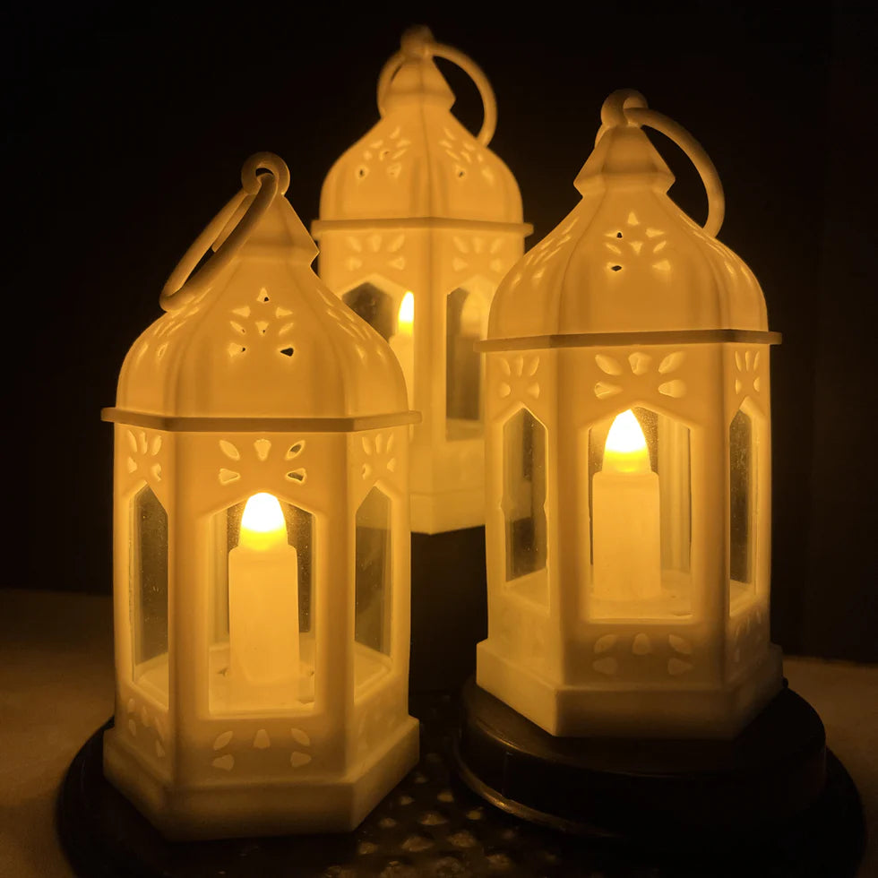 Mini Moroccan Decorative Lantern with LED Candle | Pack of 3