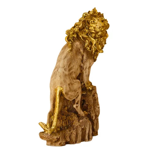 Lion on Rock, Lion Sculpture Ornament Abstract Animal Figurines for Home Decorative Showpiece