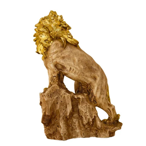 Lion on Rock, Lion Sculpture Ornament Abstract Animal Figurines for Home Decorative Showpiece