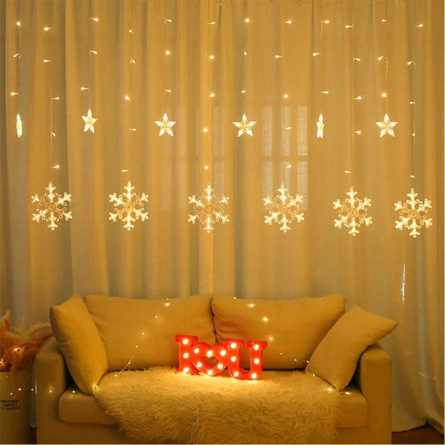 Snowflake Curtain Lights | Warm White LED