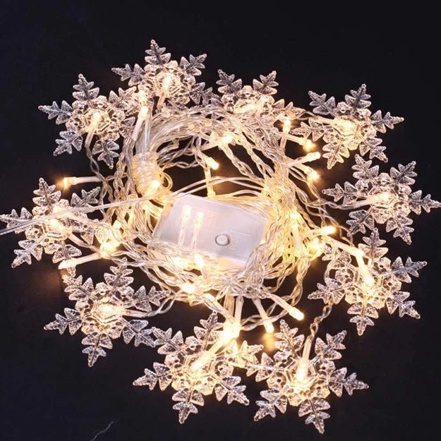 Snowflake Icicle Curtain Lights | Warm White