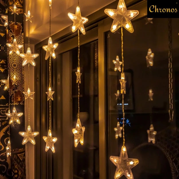 Star Curtain String Lights | 40 Stars | Warm White LED