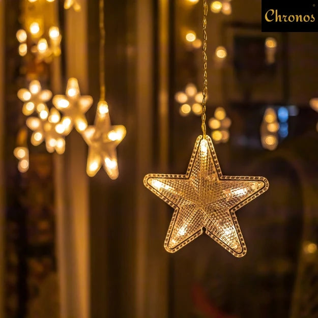 Star Curtain String Lights | 40 Stars | Warm White LED