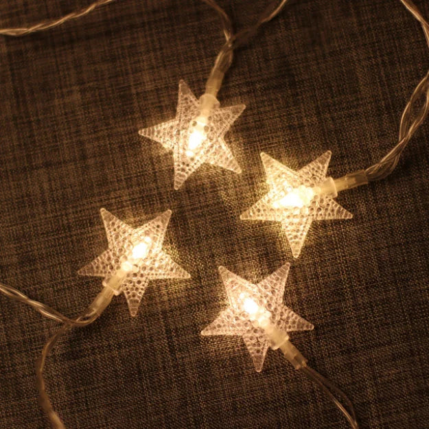 Star String Lights - 3AA Battery + USB Operated | Warm White LED