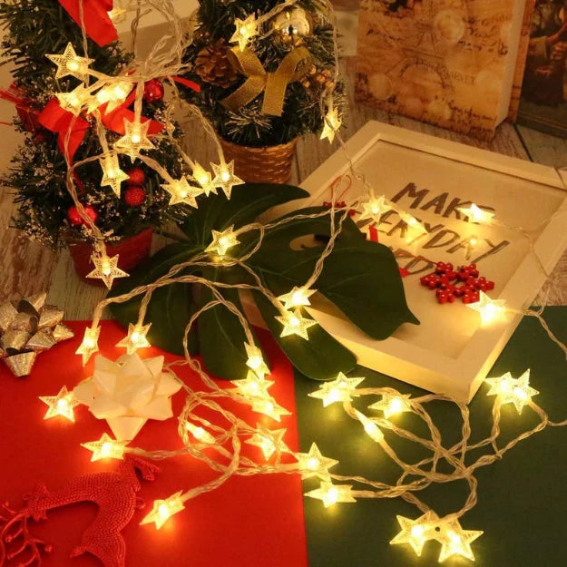 Star String Lights - 3AA Battery + USB Operated | Warm White LED